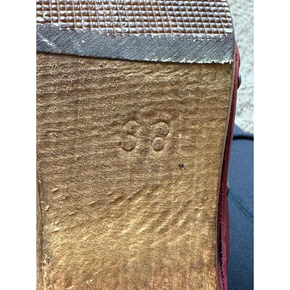 Sanita Theodora Nubuck Leather Clog Studded Wood platform 3" Heel size (38) 7 - Picture 11 of 16